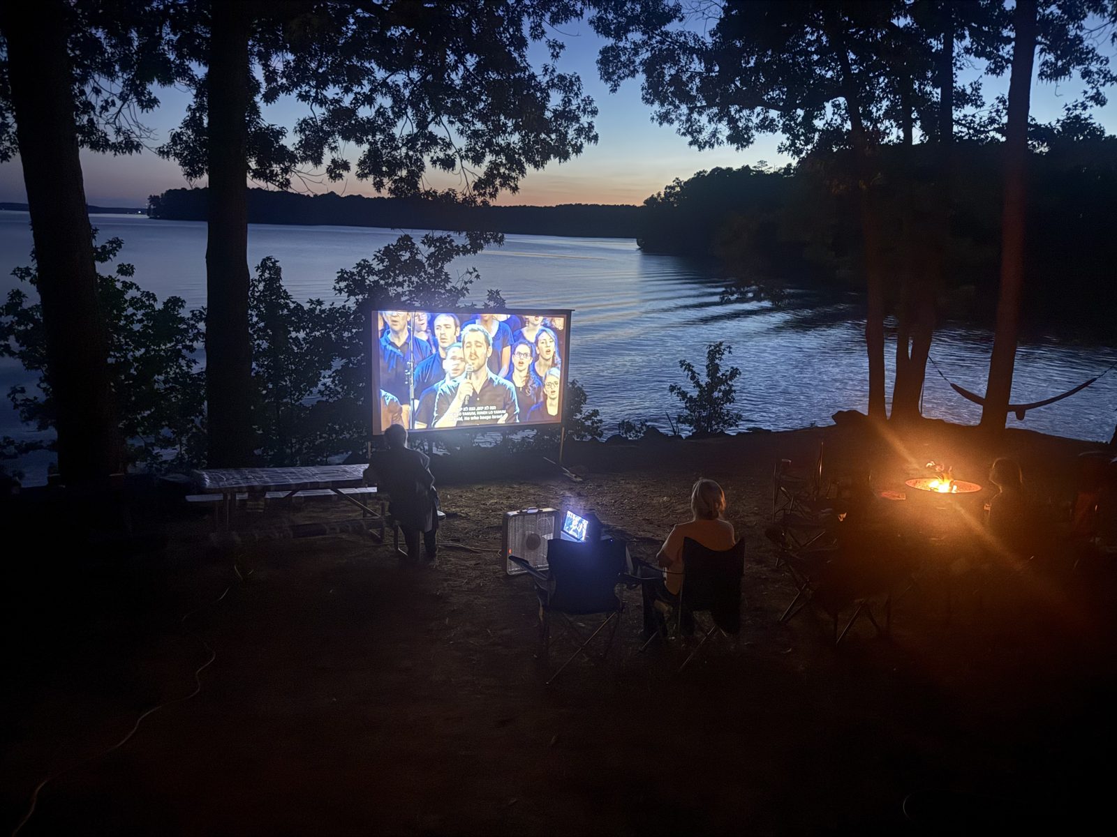 Gathering by the water at dusk